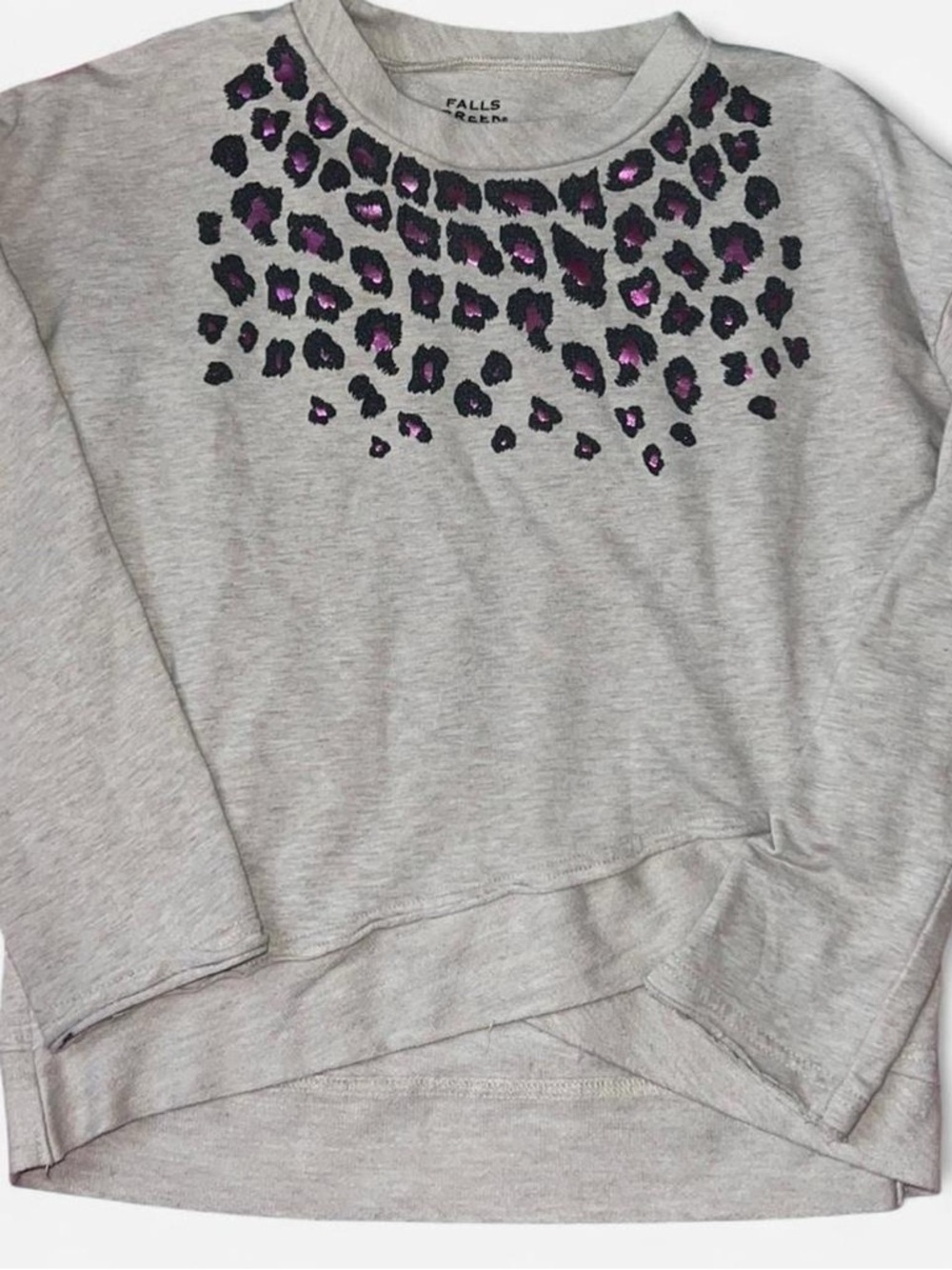 Falls Creek Cream Sweatshirt with Pink and Black Leopard Print